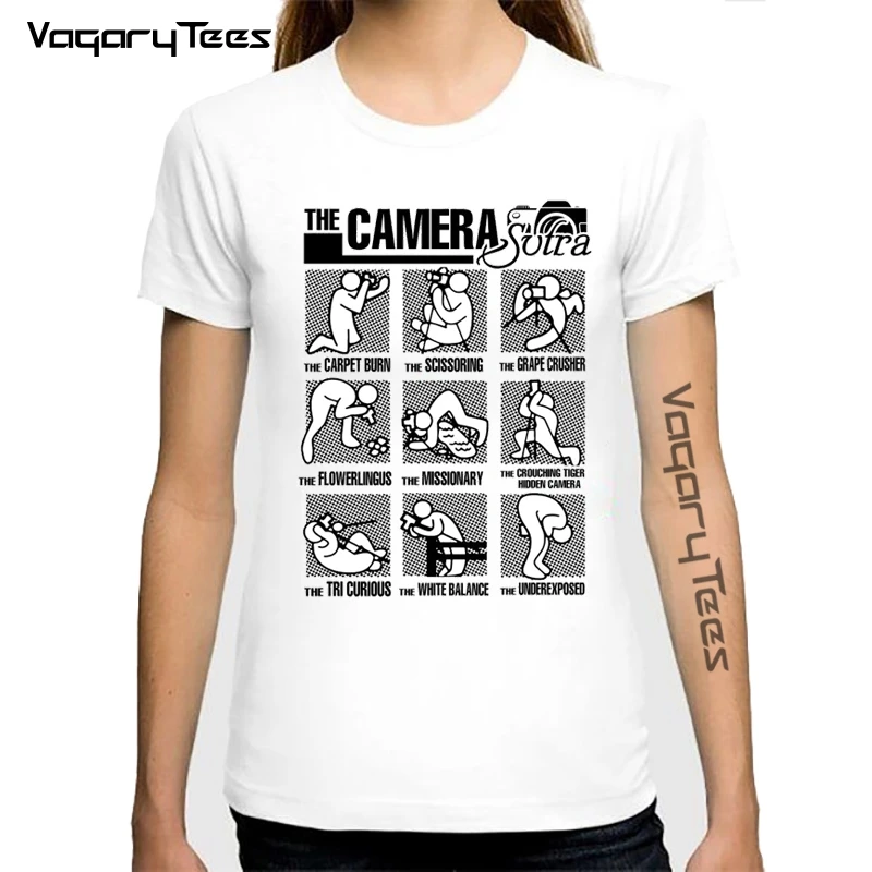Ir 2021. Specialitāte Fotogrāfa Kameras Sutra Print T-Krekls Vintage Sieviešu Geek Stils Īsām Piedurknēm Cute Meitene Gadījuma Balts T krekls