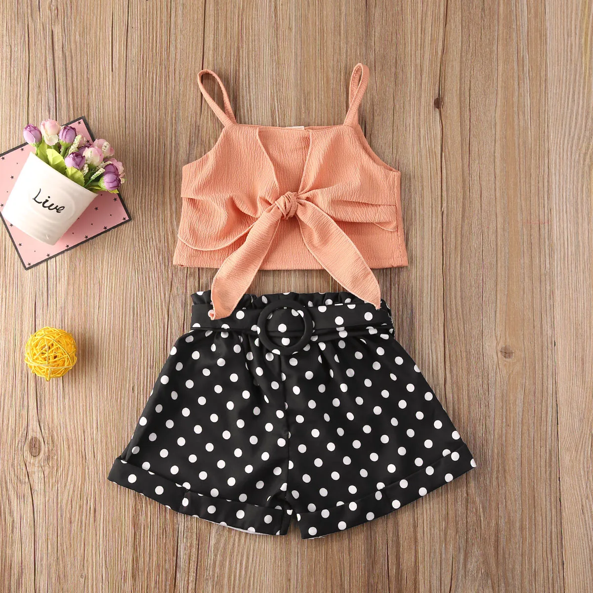 1-6Y Summer Infant Baby Meiteņu Apģērbu Komplekti Polka Dot Print Bowknot bez Piedurknēm, Veste+Bikses 2gab Komplekti