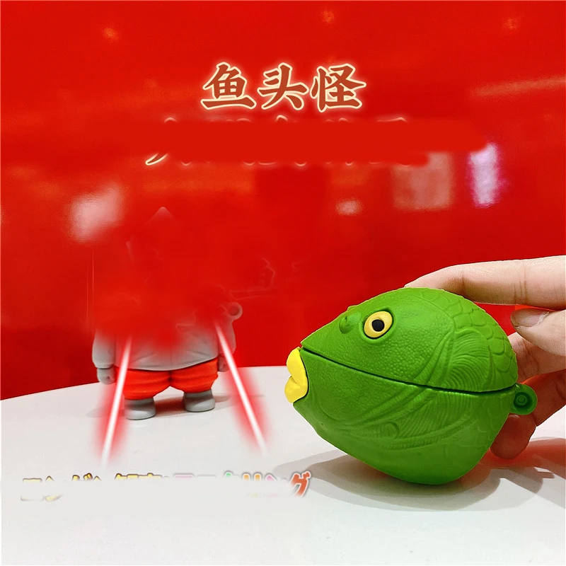 Par airpods 2 1 gadījumā jaunu cute 3D multiplikācijas filmu smieklīgi zaļo zivju formas silikona austiņas gaisa pākstis, 3 pro gadījumā aizsargātu vāciņu