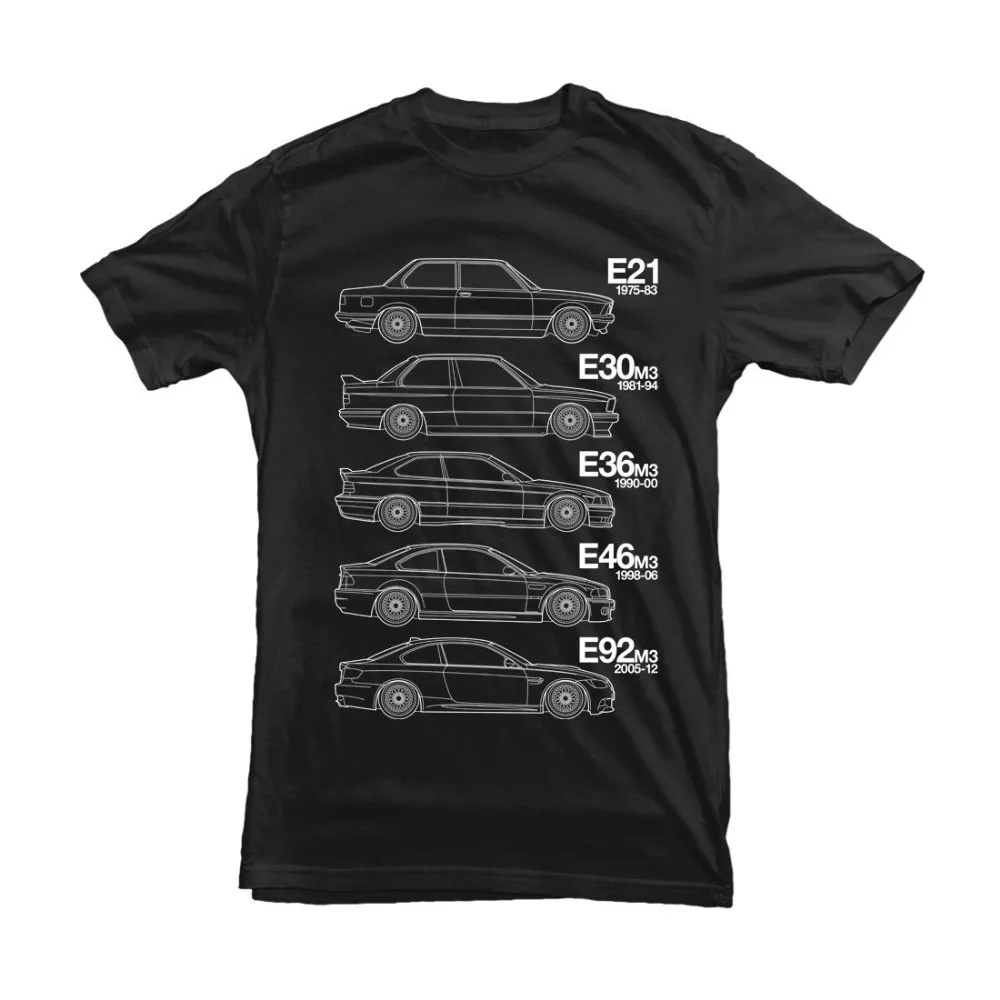 Vācijas Klasisko Automobiļu 3. Sērijas Black & White Gadījuma Vīrieši Outwears Populārs Dizains Hip Hop Anime Vīriešu T-krekls