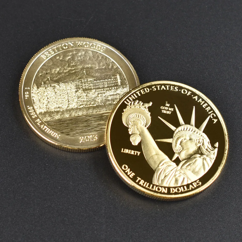1 Triljonu Dolāru Zelta Sudraba Pārklājumu Amerikas Savienotās Valstis Kolekcija Metāla Monētas 1 Triljonu Dolāru Priekšmeti