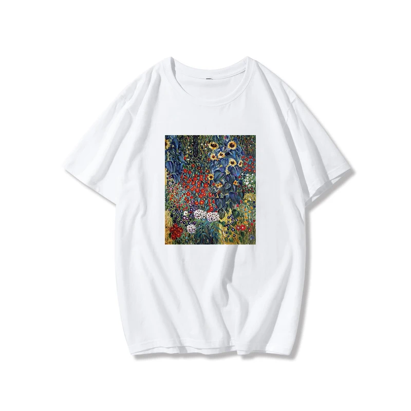 Modes Ms. Gustava Klimta Iespiesti Zaudēt Top Vasarā Jaunu Sieviešu Ulzzang Harajuku Modelis, Mākslas Eļļas Glezna O-veida Kakla vintage T-krekls