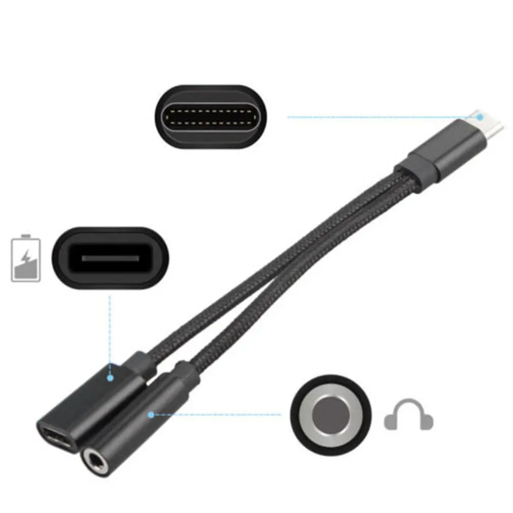 Jaunākais 2 In1 Tipa C Pārveidotājs USB C Tipa Uzlādes Kabelis 3,5 mm Audio Austiņas Austiņu Adapteris Priekš Xiaomi Par Huawei, Samsung