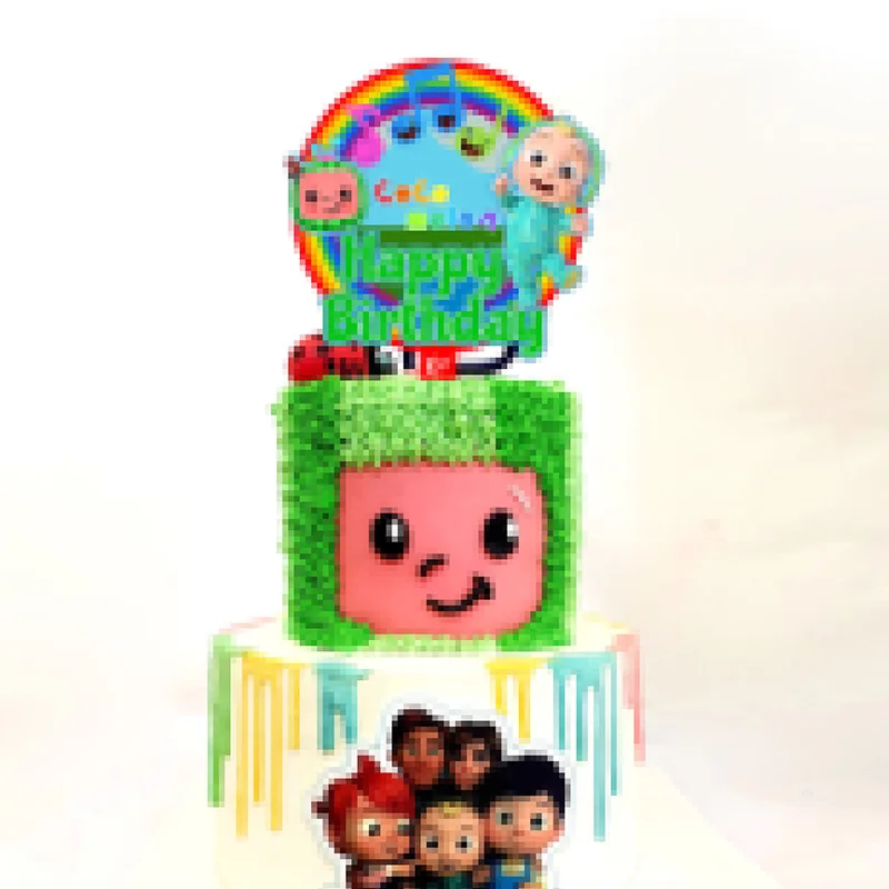 Daudz laimes Dzimšanas dienā Karikatūra Akrila Kūka Toppers Arbūzs Bērnu Vienu Gadu Vecā Kūka Topper Bērniem Dzimšanas dienas ballīti Kūku Rotājumi