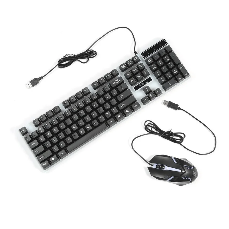 USB Vadu Spēlētājs Klaviatūras Peles Komplekts LED Varavīksnes Krāsu Apgaismojums Spēļu Klaviatūras Datoru Peles Klaviatūras Mehāniskā Tastatūra