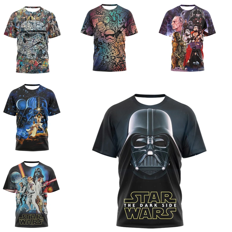Star Wars Bērnu apģērbs ir 2021. Jauns zēns Vasarā Drukāt Īsām Piedurknēm T-krekls 3D Druka T Kreklu Gadījuma Elpojošs Smieklīgi t-veida Topi