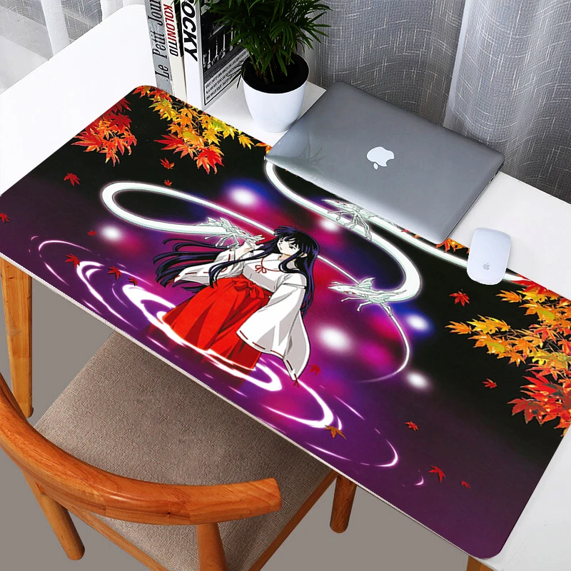 Inuyasha Kikyo 900mmx400mmx2mm liela spēle spilventiņu XL attiecas peles paliktņa tastatūras mat galds laptop