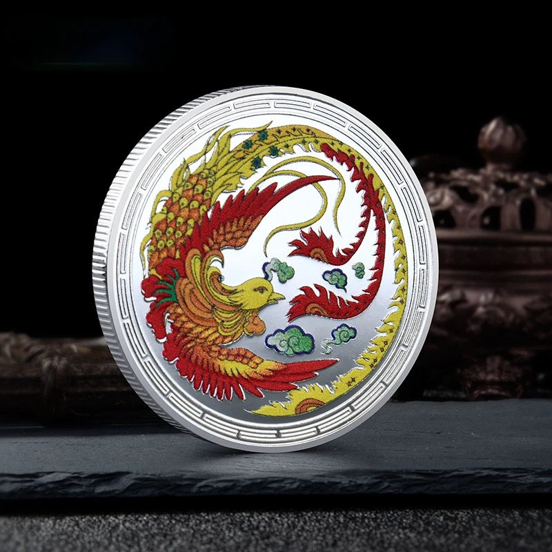 Ķīniešu stilā Piemiņas Monētu Phoenix Nirvana JAUNAS Dzīvības Atdzimšana Medaļu, Zelta un Sudraba Monētas Reljefs Metāla Amatniecības Žetons Dāvanu