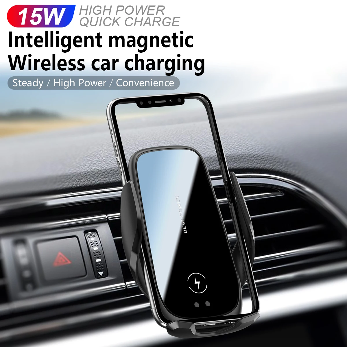 Smart tālrunis, bezvadu lādētāji 15W Auto Mobilā Telefona Turētājs pievienot informācijas panelim vai auto vents tālruņa turētāju automašīnas iPhone 12