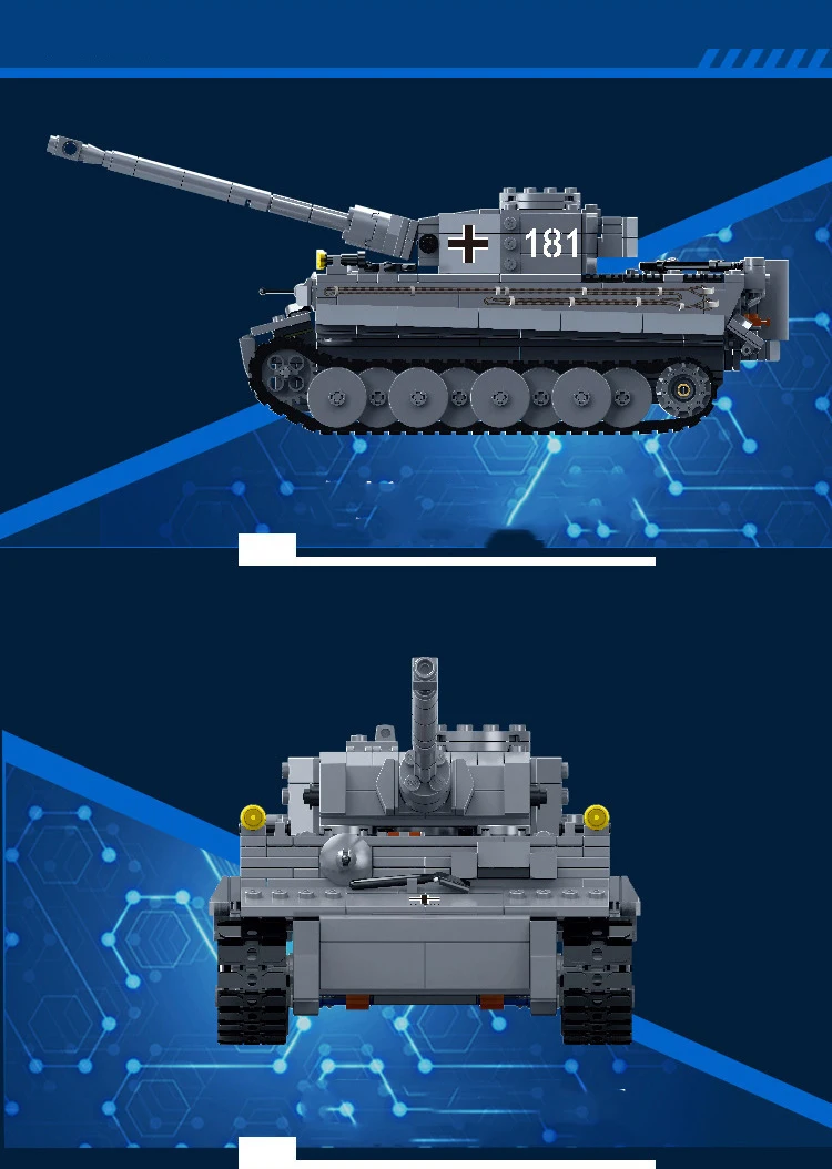GUDI 6104 Militāro Sēriju Kolekciju Modelis Vācija Tiger I Tank Samontēti Celtniecības Bloku Rotaļlietas Bērniem