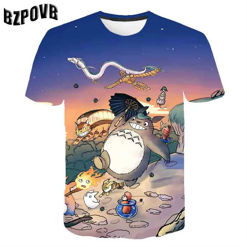 Jauns Anime Mans Kaimiņš Totoro 3D Zēnu un Meiteņu T-krekls Drukas Īsām Piedurknēm Hayao Miyazaki T-krekls Cartoon Kids Liela Izmēra Gadījuma