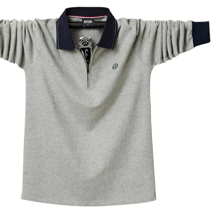 Vīriešu Polo Krekls Rudens Krekls ar garām Piedurknēm Kokvilnas Polo Krekls Vīriešiem Top Tees Biznesa Gadījuma Cietā Slim Fit Plus Lieluma 6XL Polo Krekli