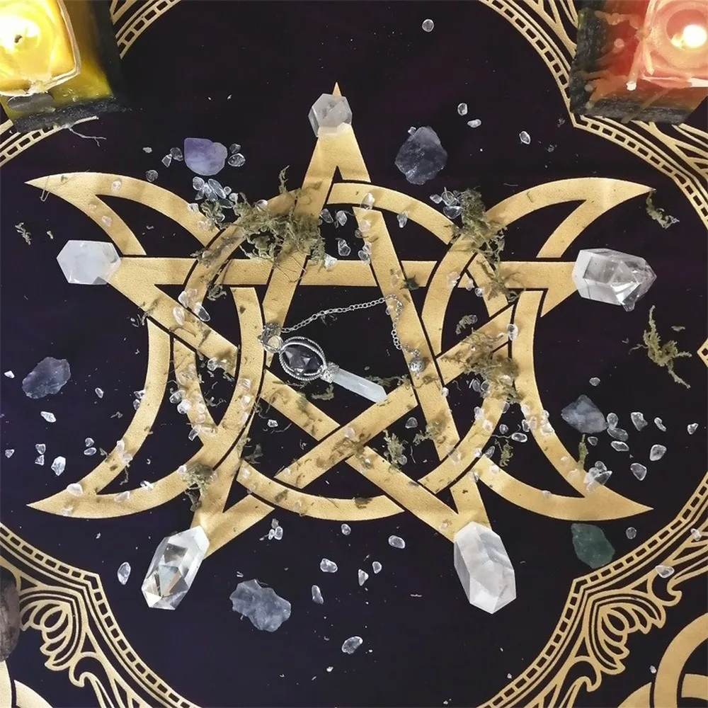 Melnā Altāra Tarot Kartes Puse galdautu Pentagramma Retro Galdauts, lai Zīlēšana Galdauts, lai Tarot ar Pieci Norādīja Zvaigzne