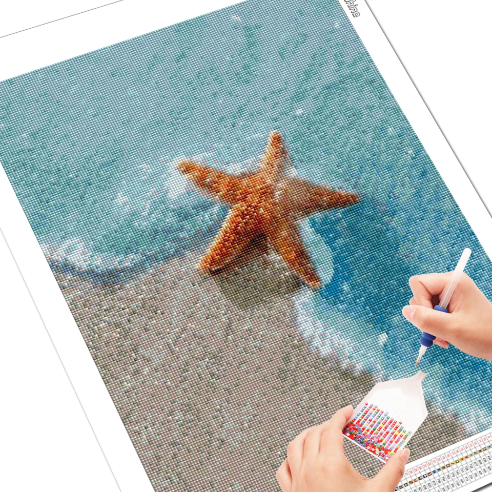 Evershine Dimanta Izšuvumi Starfish Dimanta Glezniecības Ainavas Cross Stitch Priekšstatu Par Rhinestones Mozaīkas Mākslu, Roku Darbs Dāvana