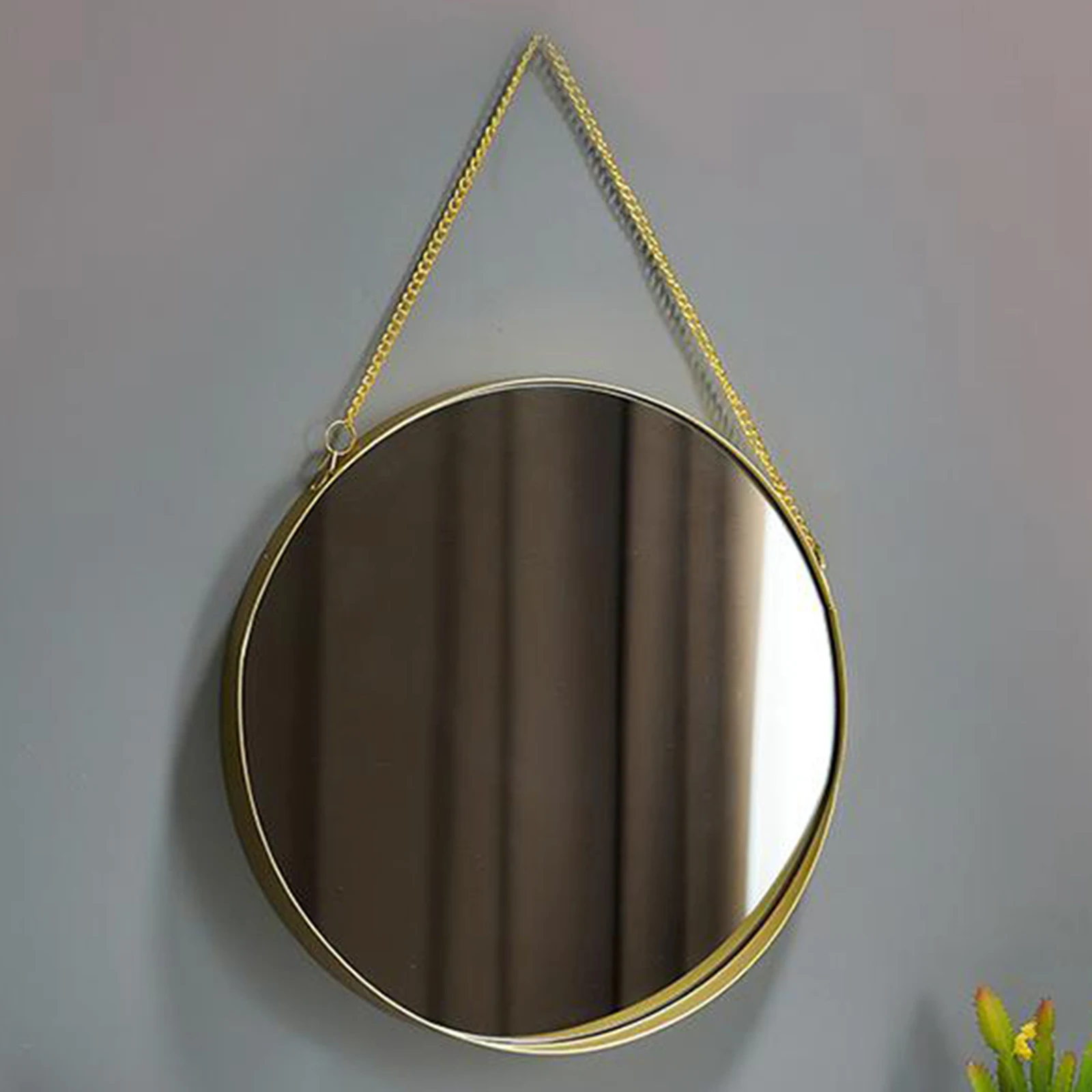Apaļa Spoguļa Karājas metāla rāmis Zelta Dekoratīvās Ģeometrija Sienas Uzstādīts Spogulis ar Ķēdes Mūsdienu apdare, vienkārši art dizains