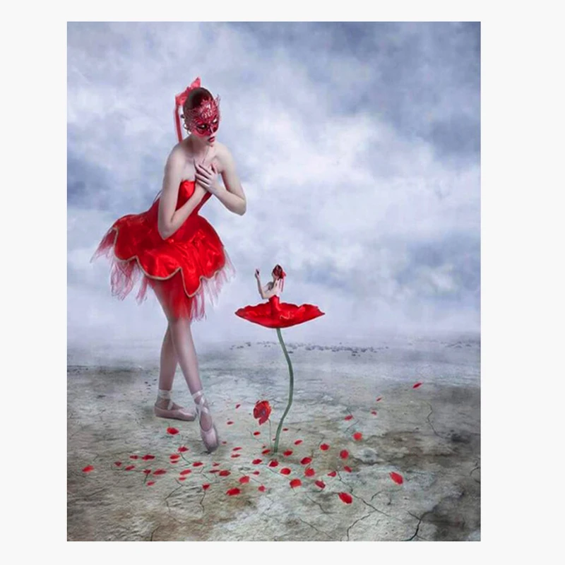 Dimanta Krāsošana sarkanā Baleta maska Gulbis Priekšstatu Par Rhinestones Dimanta mozaīkas visi Dimanta Izšuvumi Pilnu Displejs sarkana ziedi
