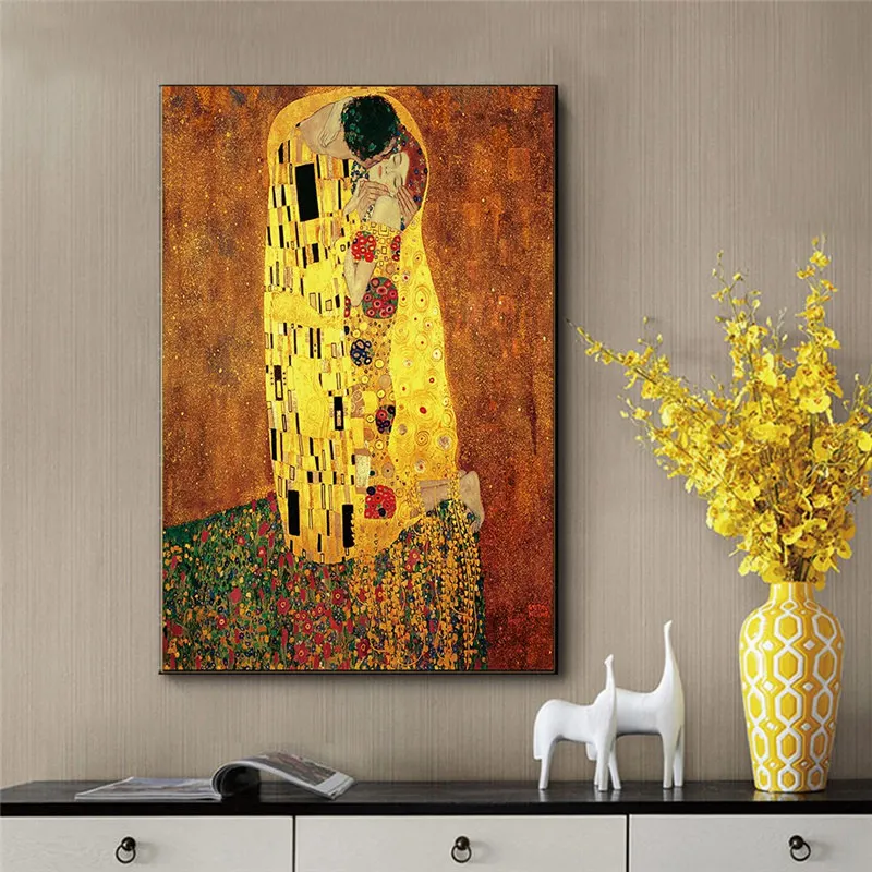 Gustava Klimta Anotācija Lover Kiss Kanvas Glezna Klasiskās Mākslas Vintage Sienas Plakātu Mākslas un Drukas Moderna Galerija, Mājas Dekoru