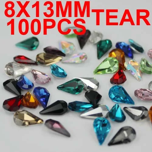 100gab 8X13mm Kristāla Asaru Formas Pērlītes 16 Krāsas Stikla Akmeņi Perfektu Nagu Mākslas Telefonu Gadījumā Apdare