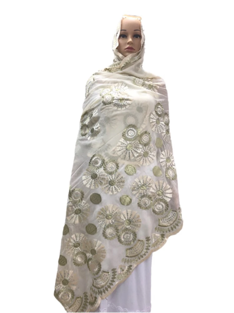 Ziedu Āfrikas Sieviešu Šalle, Mīkstu Kokvilnas Dubaija Isalmic Šalle Izšuvumi Musulmaņu Hijab par Šalles Wraps195*100cm HB028