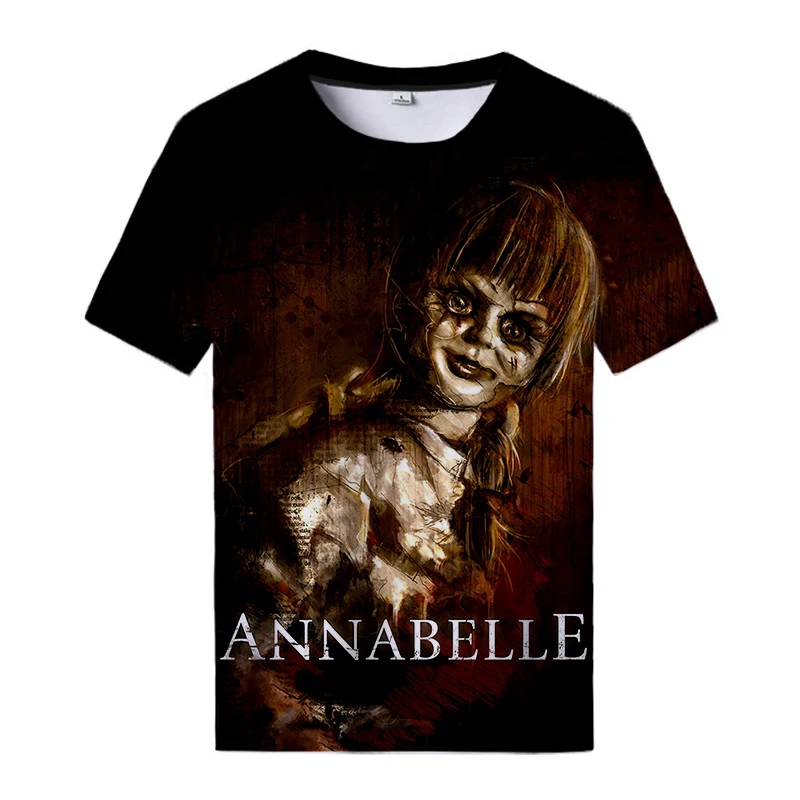 Ir 2021. Annabelle 3D Druka, T-krekls Šausmu Filmas T-krekls Forši Vīrieši Sievietes Hip Hop T-krekls Modes T-krekls