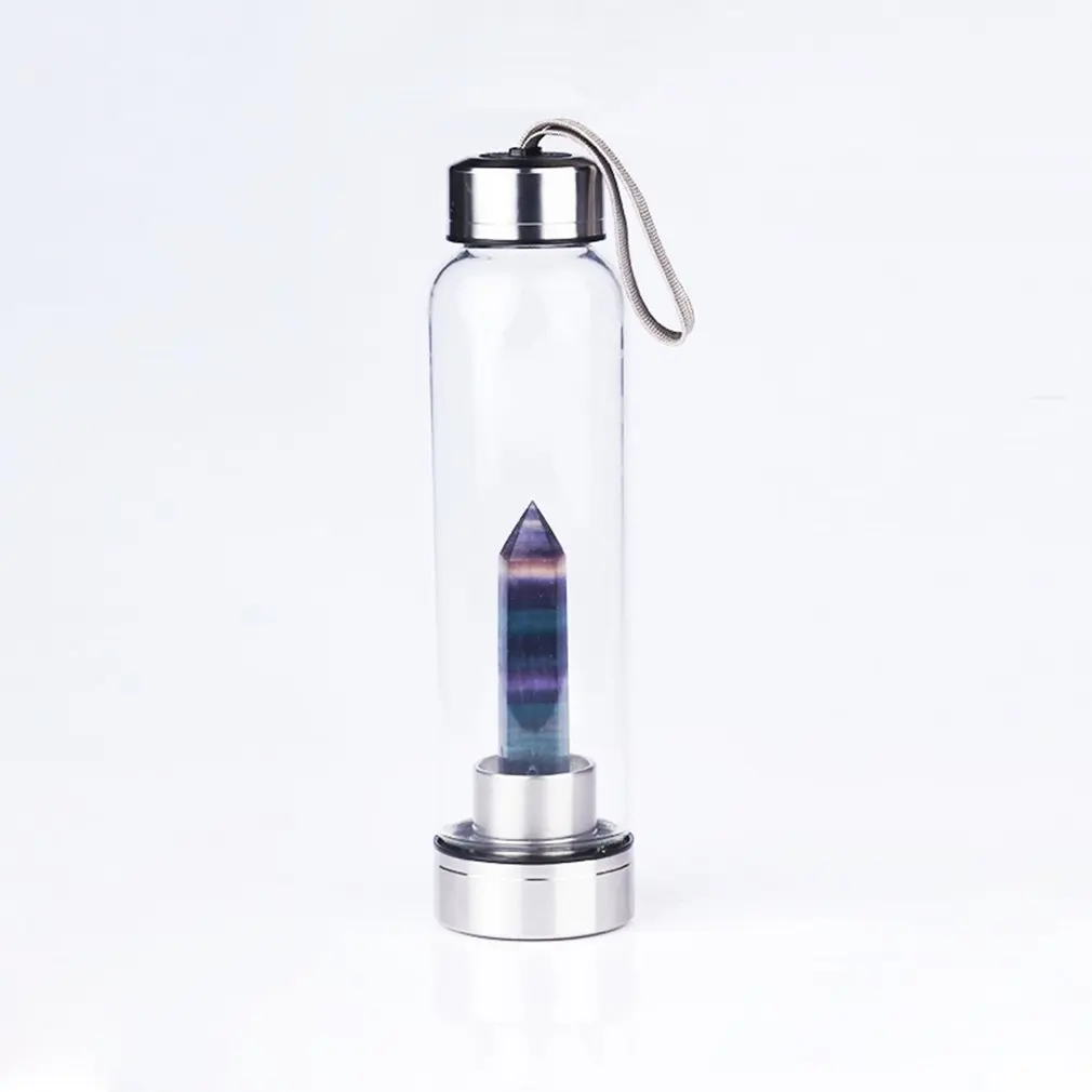 Dabiskās Kvarca Dārgakmens Glāzi Ūdens Pudeli Tieši Dzeramā Kausa Stikla Kristāla Obelisks Zizli Dziedināšanas Zizli Pudele ar Virvi 2020 jaunas