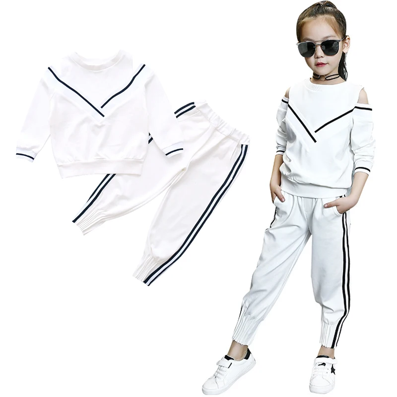 Melna Balta Stila Meiteņu Apģērbu Komplekti Rudens Modes Tops Un Bikses 2gab Princese Kostīmu 4 5 6 7 8 9 10 Gadus Veci Bērni, Tērpi