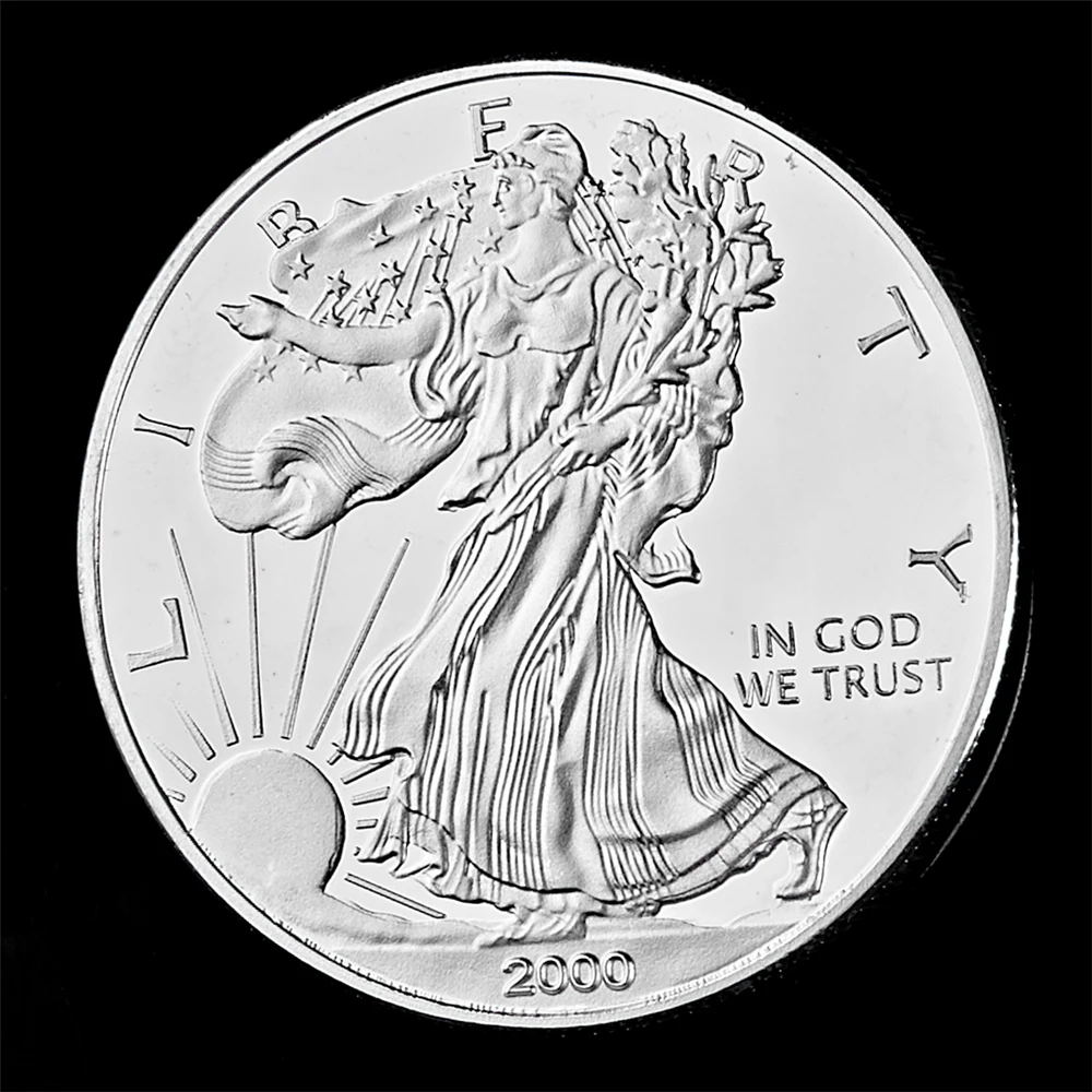 Amerikāņu Dieviete Reprodukcija 1 Trojas Unce Brīvības Statuja Ērgļi ar Sudraba Pārklājumu Piemiņas Monētas
