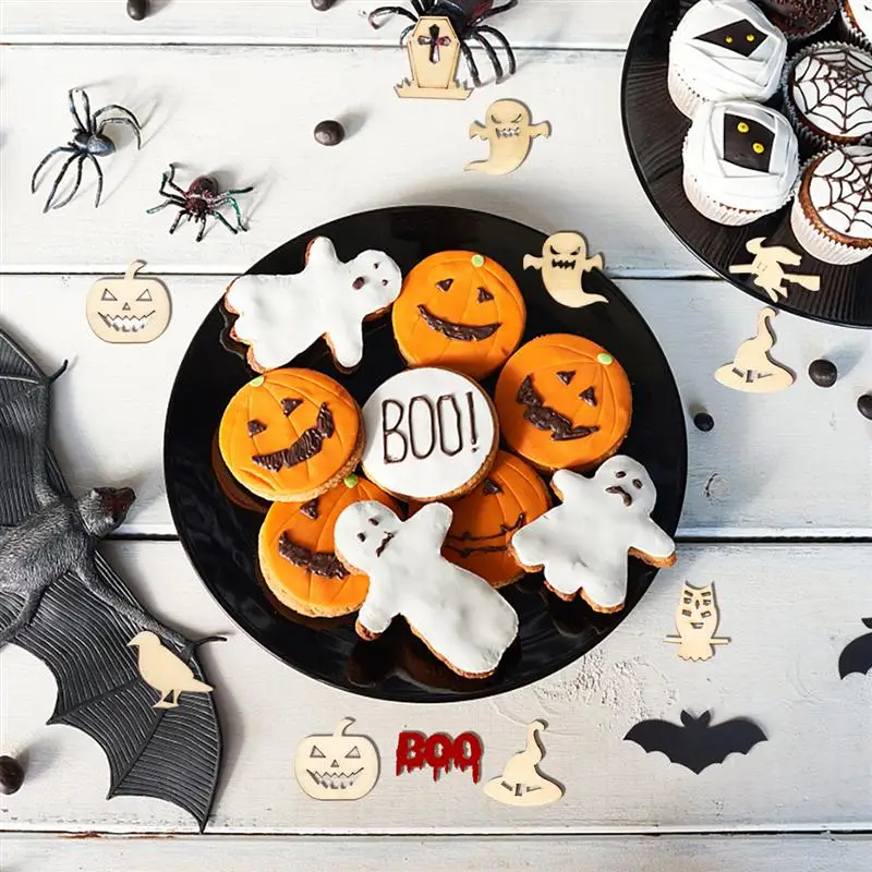 50gab Halloween Koka Kulons DIY Grafiti Ķirbju Ragana Koka Izgriezums (Koka Krāsā)