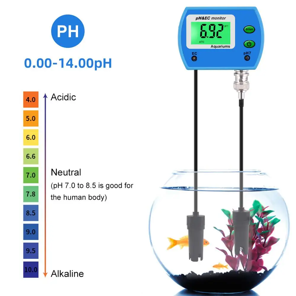Profesionālās 2 in 1 EK PH Mērītājs Digitālais Ūdens Kvalitāti Uzrauga Multiparameter Online Acidometer ES Plug Akvāriju Testa Rīks