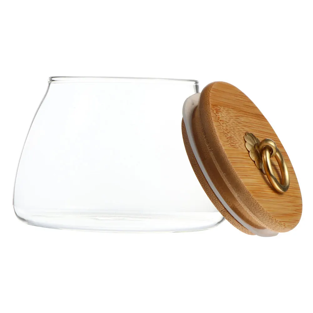 1pc Caurspīdīga Stikla Kannas Virtuves Stikla Tējas Uzglabāšanas Noslēgtā Burkā (500ML)