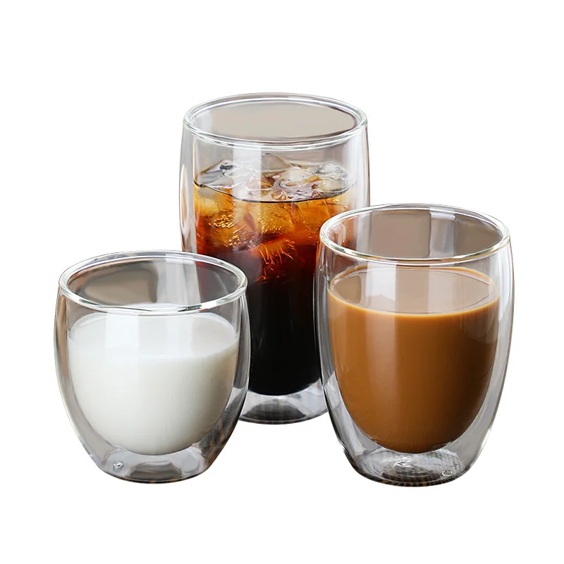 Caurspīdīga dubultā slāņa izolācijas kausa karstumizturīgas anti-freeze kafijas tase saldējuma kauss piena tasi tējas tasi dzērienu kausa Radošumu