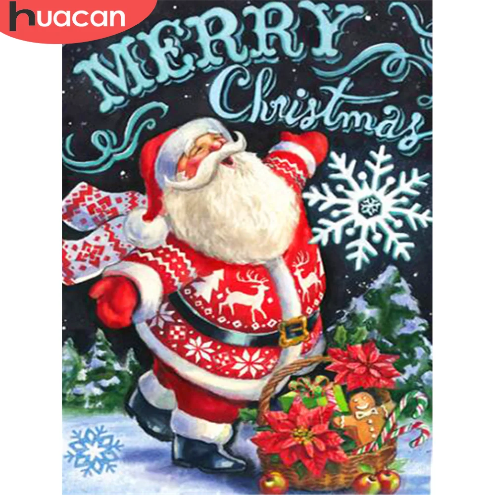 HUACAN Dimanta Krāsošana Santa Claus Cross Stitch Jaunas Ielidošanas 5D DIY Dimanta Izšuvumi Karikatūra Rokdarbu, Ziemassvētku Rotājumi