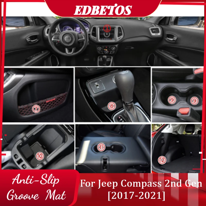 Modernizētas Automašīnas salona Piederumi Anti Slip Kausa Mat Jeep, der Jeep Compass 2nd Gen 2017 2018 2019 2020 2021 Apdare