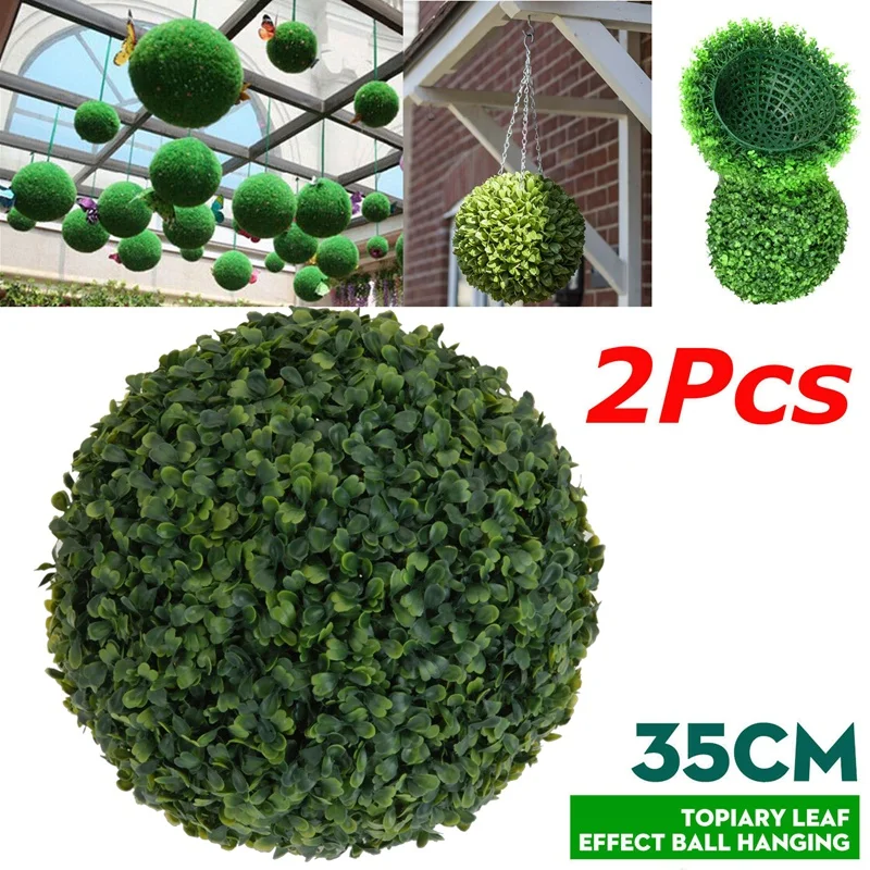 2 GAB 35cm Plastmasas Topiary Koku Lapu Spēkā Bumba Karājas Mājās, Dārza Dekori Mākslīgo Karājas Topiary Buxus Bumbiņas