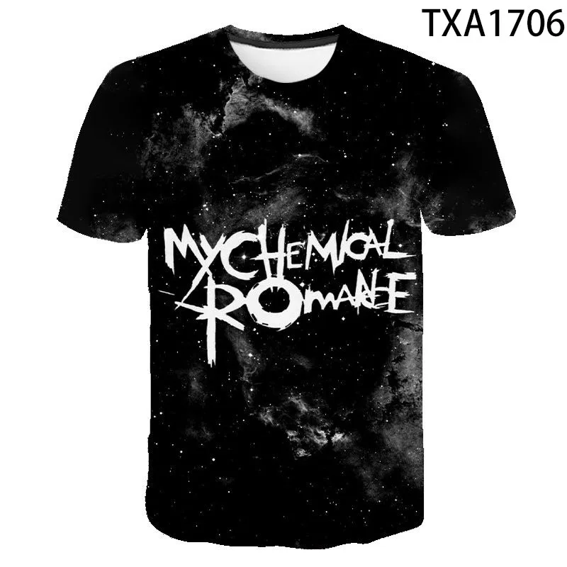 Vasarā Mans Chemical Romance Gadījuma 3D T kreklu apdruka Vīriešu Sieviešu Bērnu Modes Streetwear Zēns Meitene Bērniem Iespiests T-krekls Atdzist Topi Tee