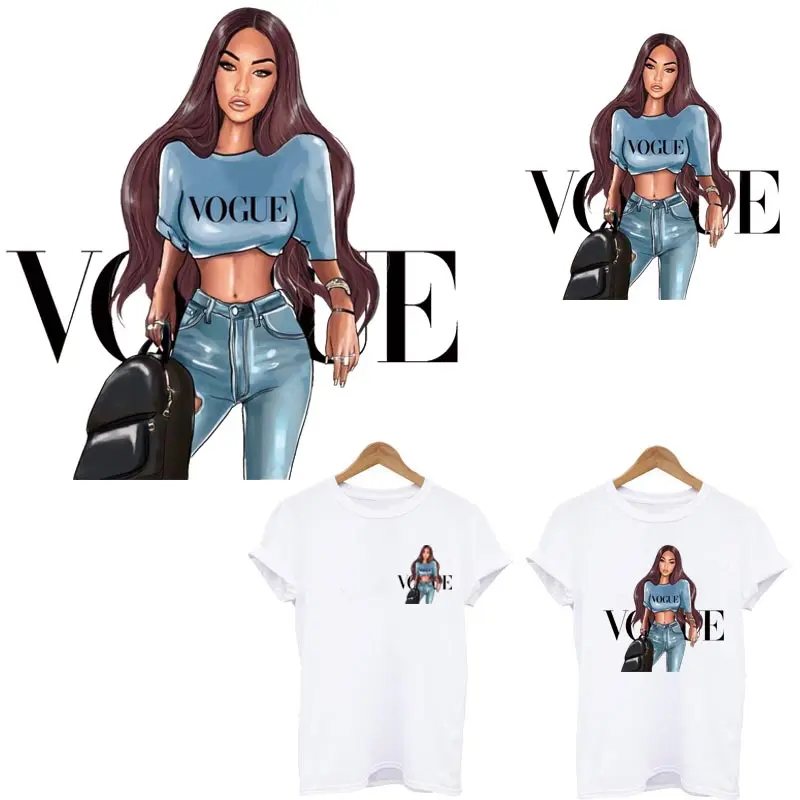 Vogue Meitene, Termo Uzlīmes Uz Apģērbu Druka-T-kreklu apdruka Hoodies Appliqued Dzelzs Par Ielāpus Apģērbu Siltuma Nodošanu Apdare