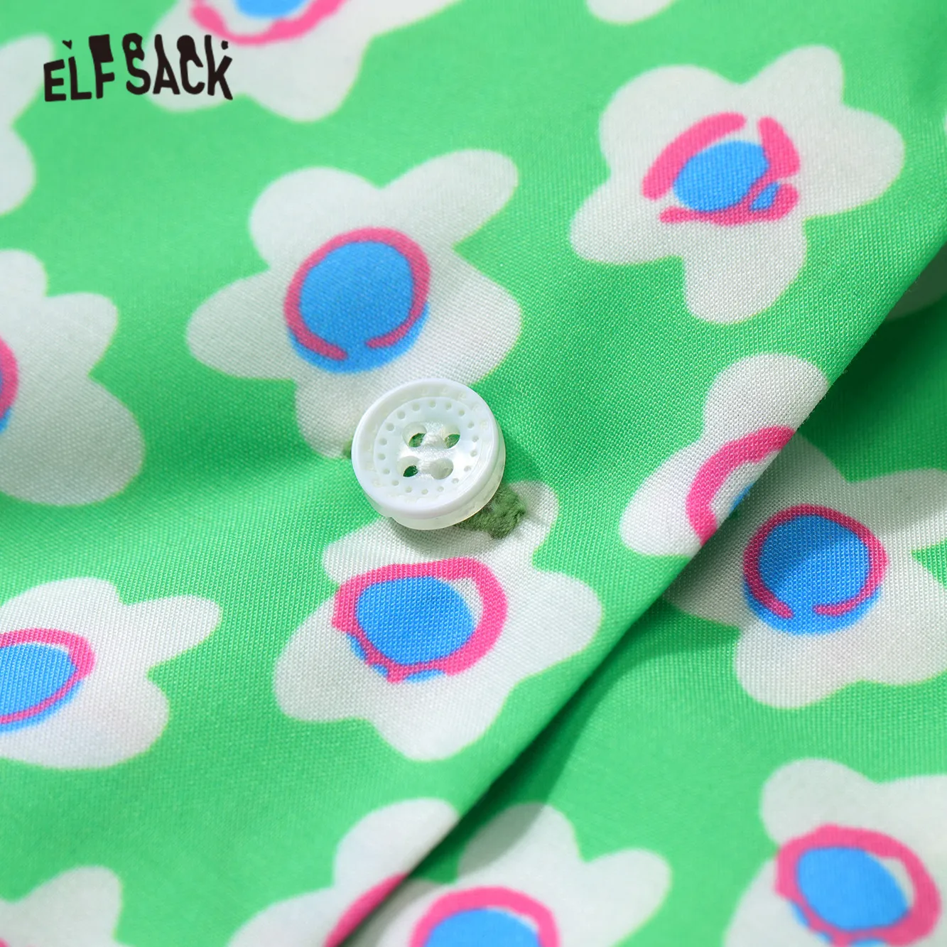 ELFSACK Ziedu Print Single Krūtīm, Ikdienas Krekls Sievietēm,Ir 2021. Vasaras Vintage Pusi Piedurknēm korejas Dāmas Brīvdienu Augšu