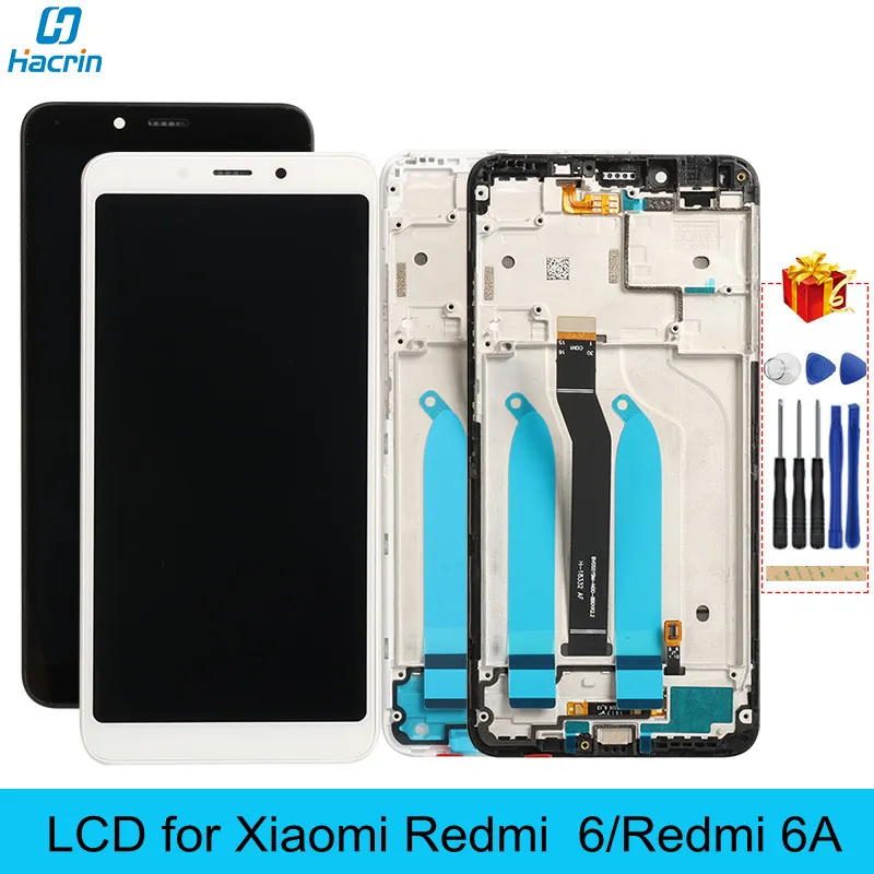 LCD Redmi 6 6A Displejs LCD ar Rāmi, Pieskarieties Ekrāna Nomaiņa Xiaomi Redmi 6 6a 6 LCD Ekrāna Pilnībā Pārbaudīta Augstas Kvalitātes