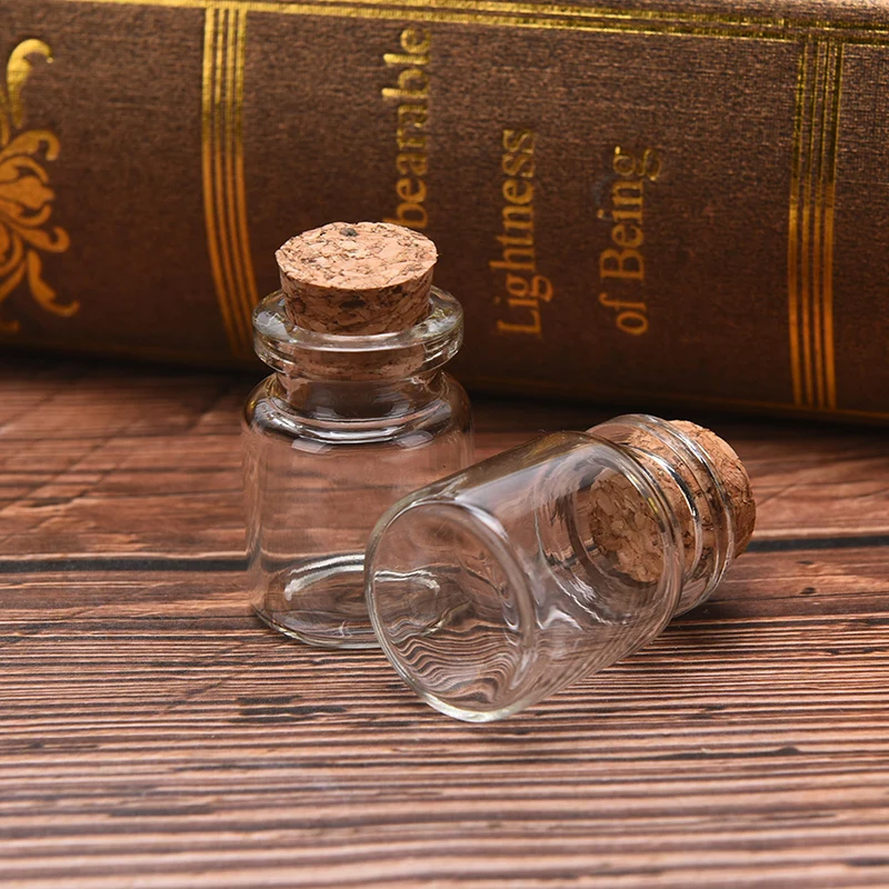 10Pcs Mini Stikla Pudele, kas Vēlas Ar Koka, Korķa 2.2*3cm DIY Rotaslietas Kulons Kāzu Ziņojums Vēlas Pudeli Pērlīšu Rotaslietas Konteineri
