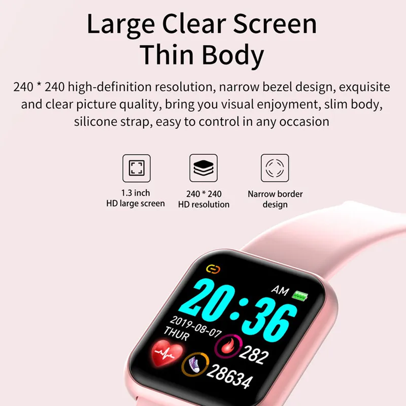 Smartwatch Y68 D20 VIP Sievietes Vīrieši Bluetooth Smart Joslā Sirds ritma Monitors asinsspiediens Fitnesa Tracker Aproce par Android, IOS