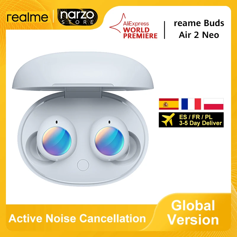 Globālo Versiju Realme Pumpuri Air 2 Neo TWS Bluetooth Bezvadu Austiņas Trokšņu Slāpēšana 28hours Kopējais Atskaņošanas Austiņas