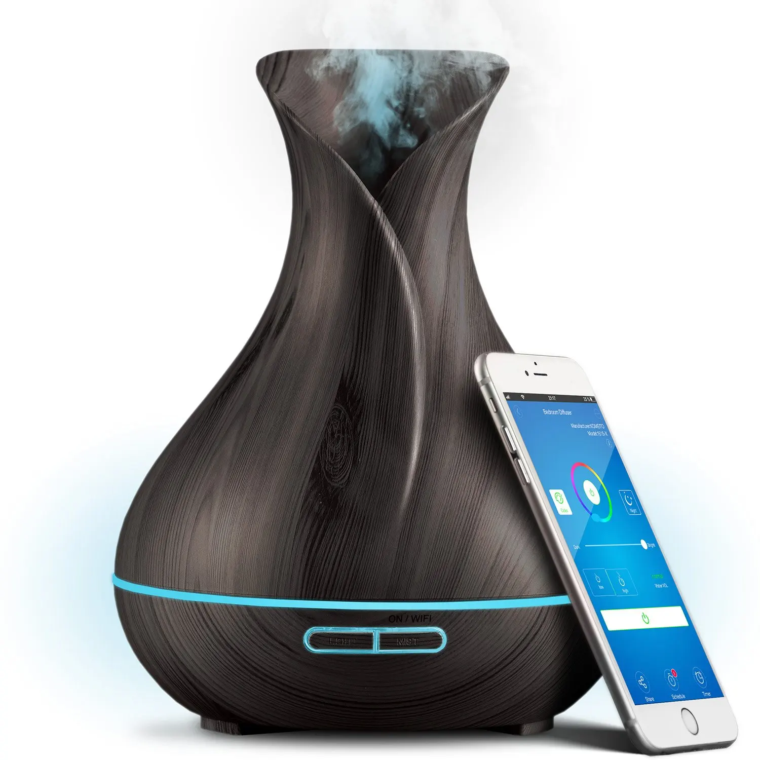 Smart Wifi Bezvadu Ēteriskās Eļļas Aromterapijas Difuzoru ar Alexa, Google App Balss Kontroles 400 ml Ultraskaņas gaisa mitrinātāju, Izkliedētājs
