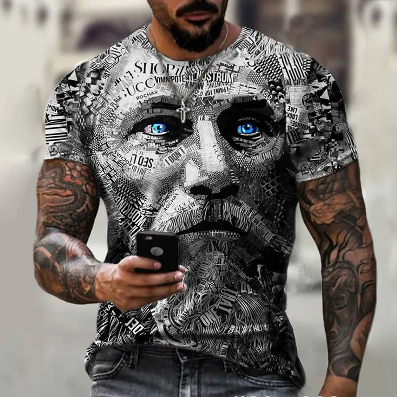 Ir 2021. Vasaras Modes Iela Personības Grafiti 3D Drukas Vīriešu T-krekls Plus Lieluma Ērtu Apaļo Kakla Īsām Piedurknēm Vīriešu T-Krekls