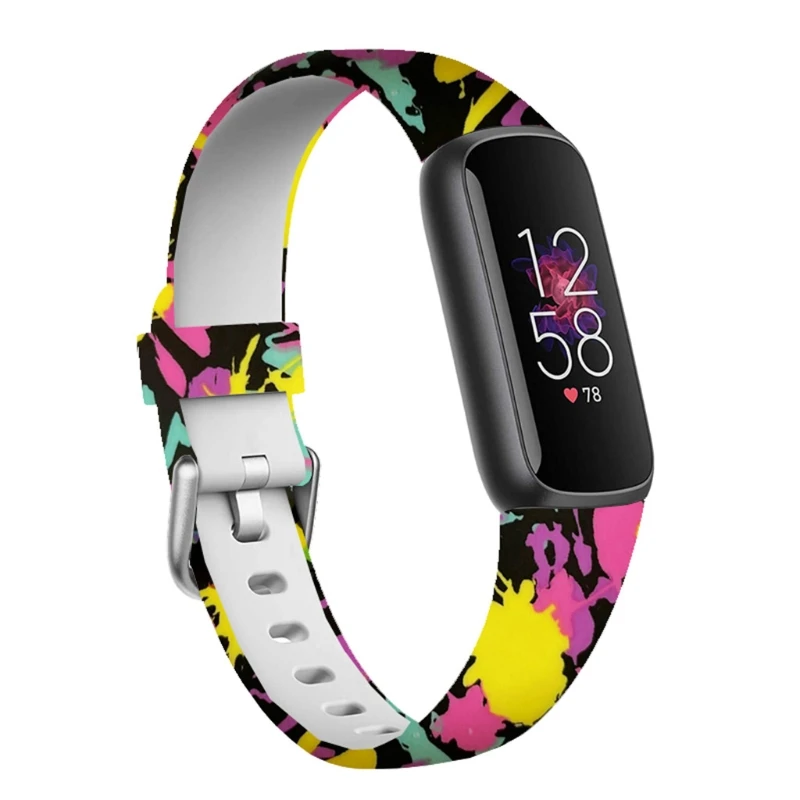 Iespiests Silikona Siksniņu Nomaiņa Pulksteņu Siksniņas Smart Watch Band Rokas Stap Aproces Saderīgs ar Fitbit-Luxe Skatīties