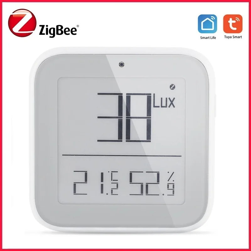 Tuya Zigbee Temperatūra Mitrums Spilgtuma Sensors Detektors ar LCD Digitālo Displeju Termometru, Higrometru, Gabarītu Smart Dzīves APP