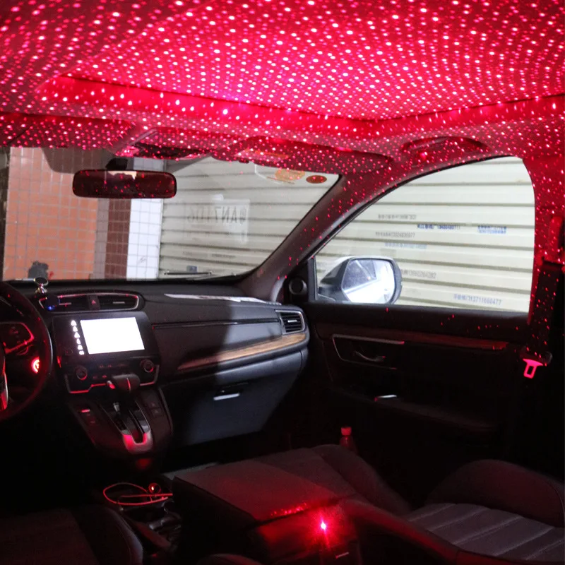 Zvaigžņotā Vieglās Automašīnas salona USB Mini LED Zvaigžņu Lāzera Atmosfērā Apkārtējās vides Projektoru Gaismas, Auto Dekorēšana Jumta Sky Nakts Galaxy Lampas