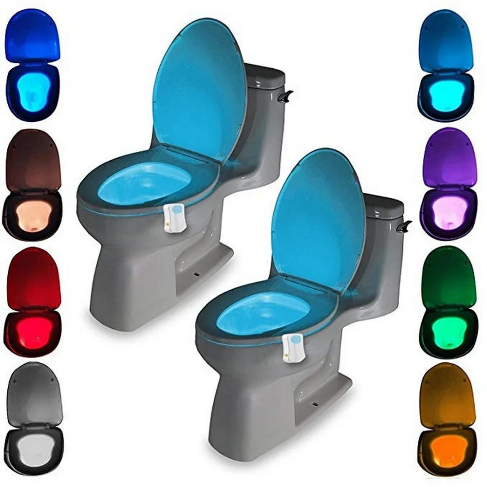 8 Krāsas Tualetes Sēdeklis Nakts Gaisma LED Tualetes Gaismas PIR Kustības Sensoru, Ūdensdroša WC Apgaismojums par WC LED Luminaria Lampas Vairumtirdzniecība