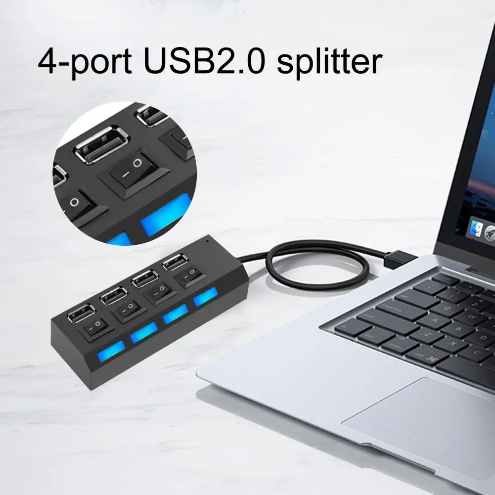 USB 2.0 Hub USB Hub 2.0 Multi USB Sadalītājs Hub Izmantot Strāvas Adapteris 4) Ostas Vairākas Expander 2.0 USB Centrmezglu ar Slēdzi GAB