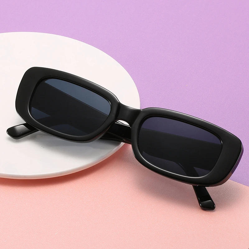 Vintage Black Square Saulesbrilles Sieviešu Luksusa Pavisam Mazs Taisnstūris