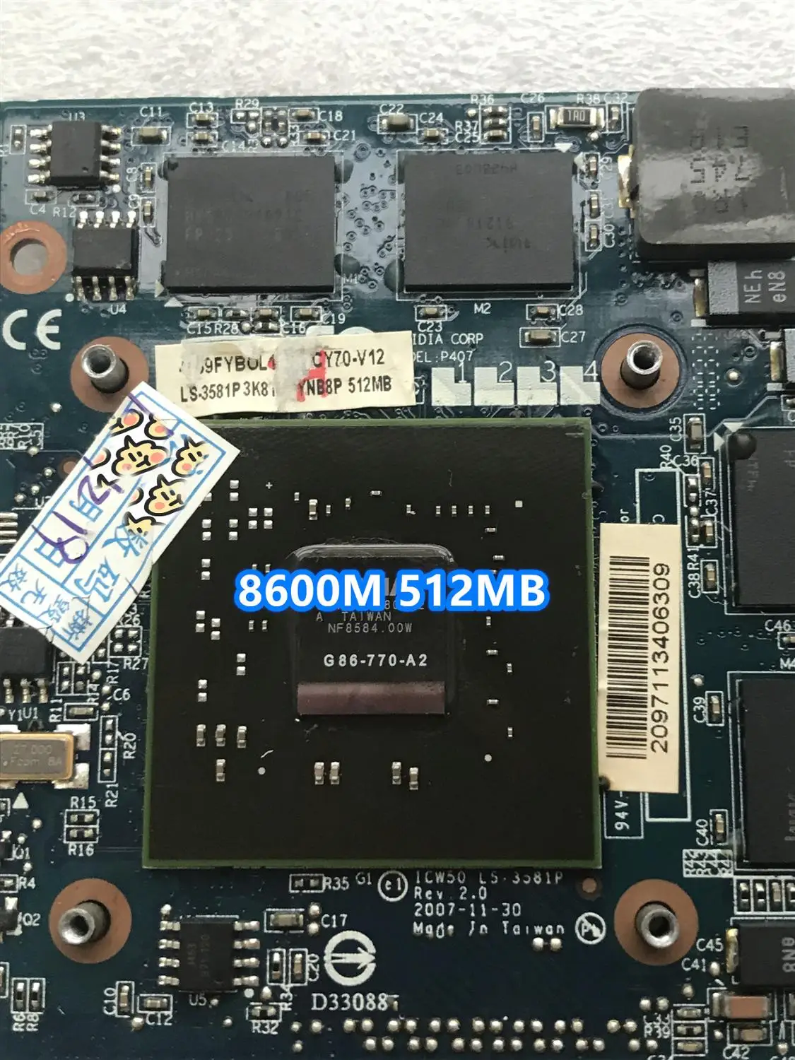 GeForce 8600M GS LS-3581P 8600MGS G86-770-A2 Vga Grafisko Video Karti MXM II Acer 5520g 5920g 5720g 7720g 4720g